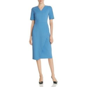 Boss by Hugo Boss Women's Blue Daissa Faux Wrap Sheath Dress Size 4 NWOT